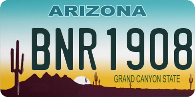 AZ license plate BNR1908