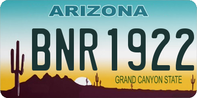 AZ license plate BNR1922