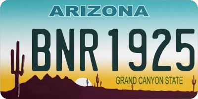 AZ license plate BNR1925