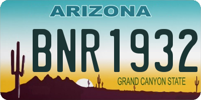 AZ license plate BNR1932