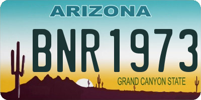 AZ license plate BNR1973