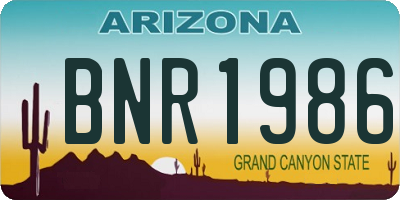 AZ license plate BNR1986
