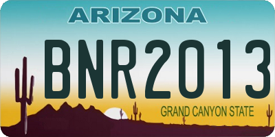 AZ license plate BNR2013