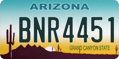 AZ license plate BNR4451