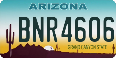 AZ license plate BNR4606