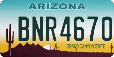 AZ license plate BNR4670