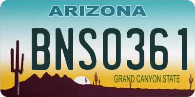 AZ license plate BNS0361