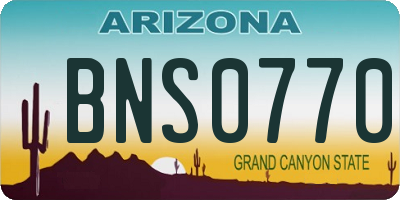 AZ license plate BNS0770