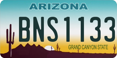 AZ license plate BNS1133