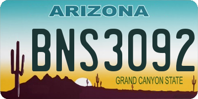 AZ license plate BNS3092