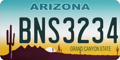 AZ license plate BNS3234