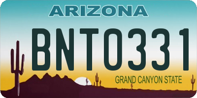 AZ license plate BNT0331