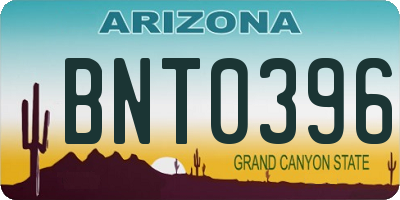 AZ license plate BNT0396