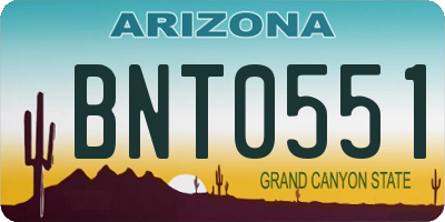 AZ license plate BNT0551
