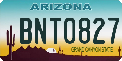 AZ license plate BNT0827
