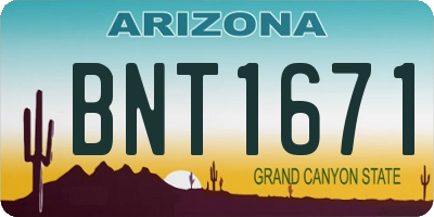 AZ license plate BNT1671