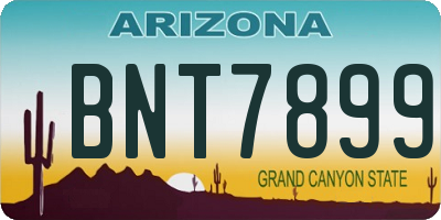 AZ license plate BNT7899