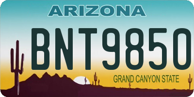 AZ license plate BNT9850