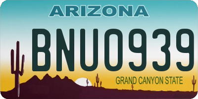 AZ license plate BNU0939