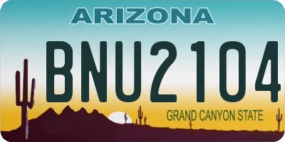 AZ license plate BNU2104