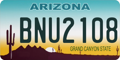 AZ license plate BNU2108