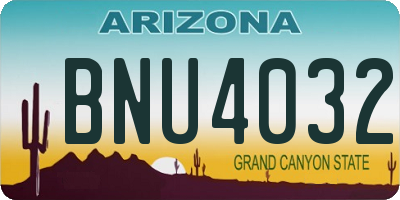 AZ license plate BNU4032