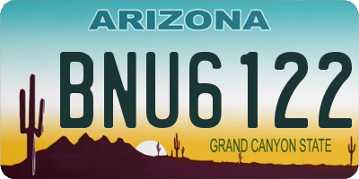AZ license plate BNU6122