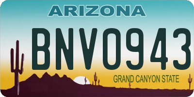 AZ license plate BNV0943