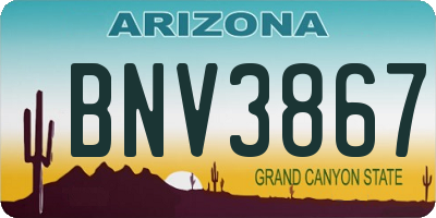 AZ license plate BNV3867