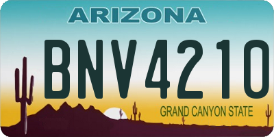 AZ license plate BNV4210
