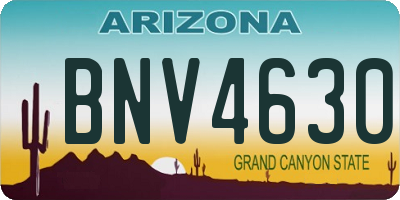 AZ license plate BNV4630