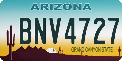 AZ license plate BNV4727