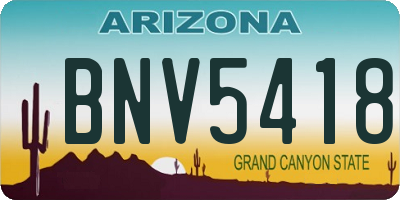 AZ license plate BNV5418