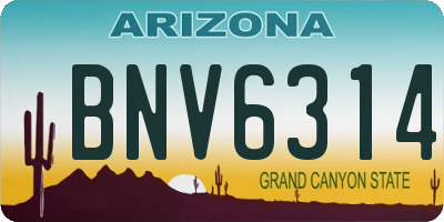 AZ license plate BNV6314