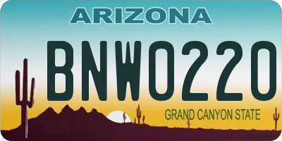 AZ license plate BNW0220