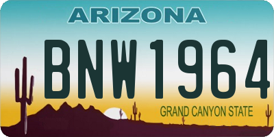 AZ license plate BNW1964