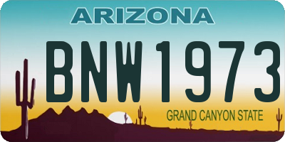 AZ license plate BNW1973