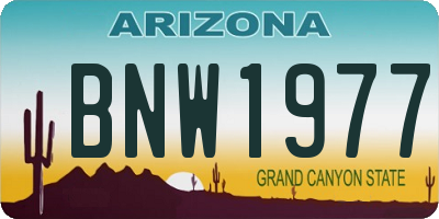 AZ license plate BNW1977