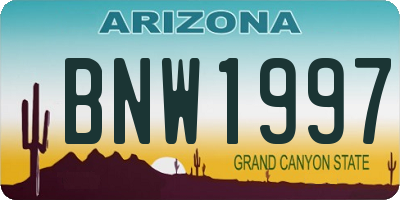 AZ license plate BNW1997