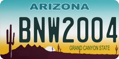 AZ license plate BNW2004