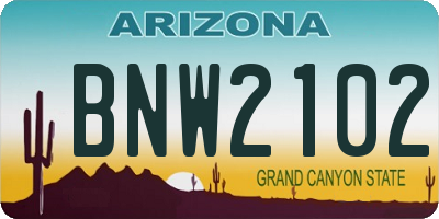 AZ license plate BNW2102