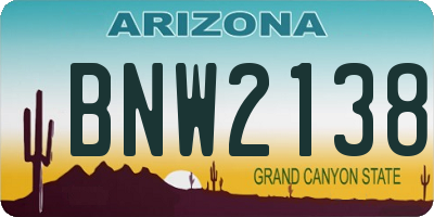 AZ license plate BNW2138