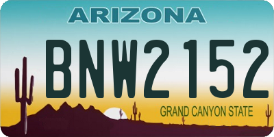 AZ license plate BNW2152