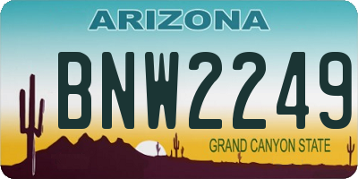 AZ license plate BNW2249