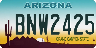 AZ license plate BNW2425