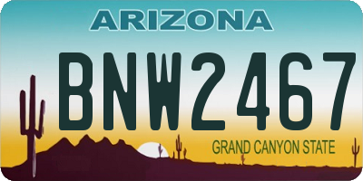 AZ license plate BNW2467
