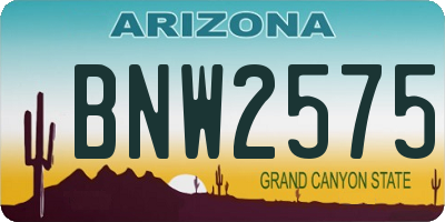 AZ license plate BNW2575
