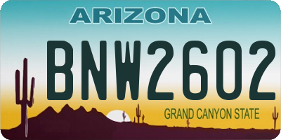 AZ license plate BNW2602