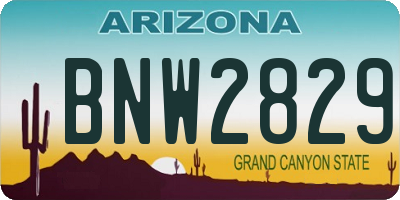 AZ license plate BNW2829