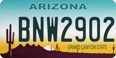 AZ license plate BNW2902